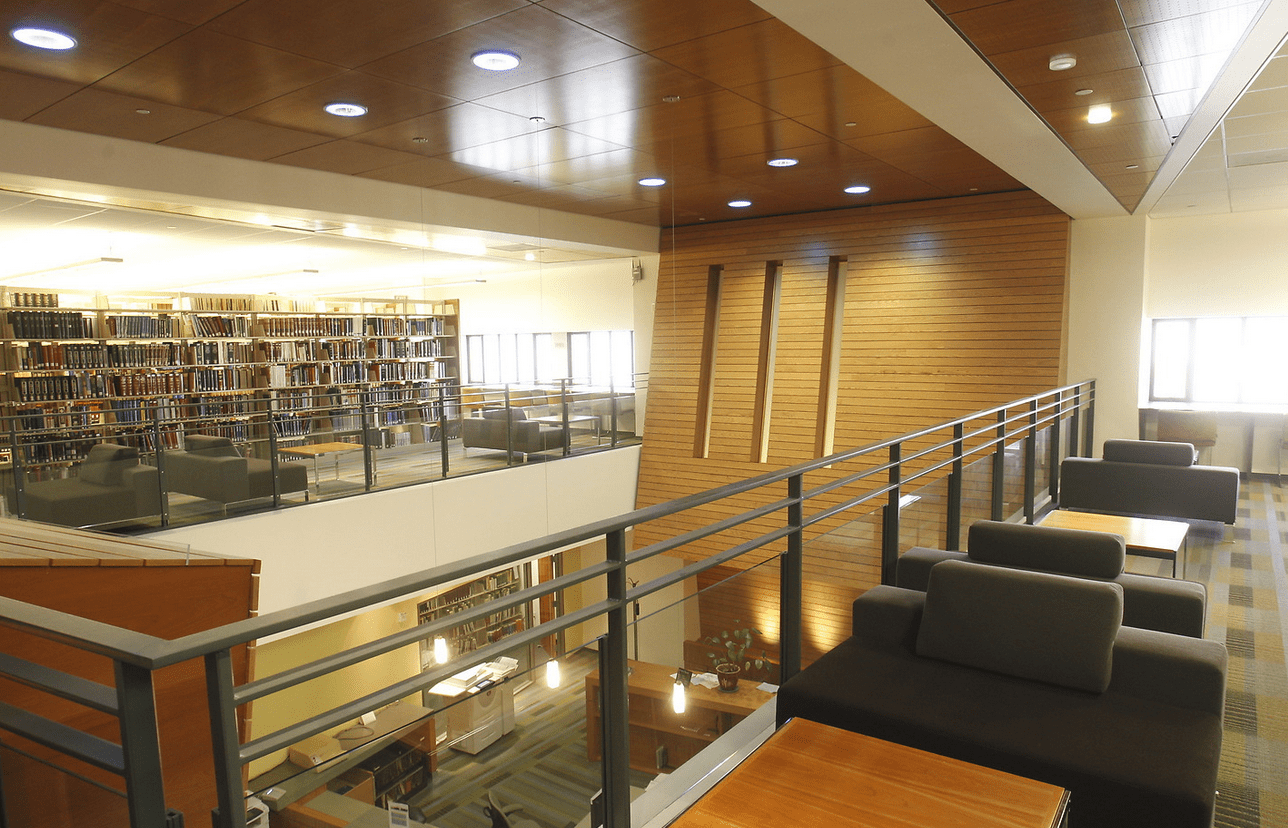 a view of the library from the fifth floor