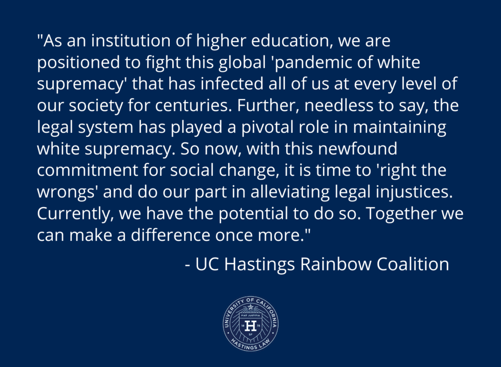 As an institution of higher education, we are positioned to fight this global pandemic of white supremacy that has infected all of us at every level of our society for centuries.