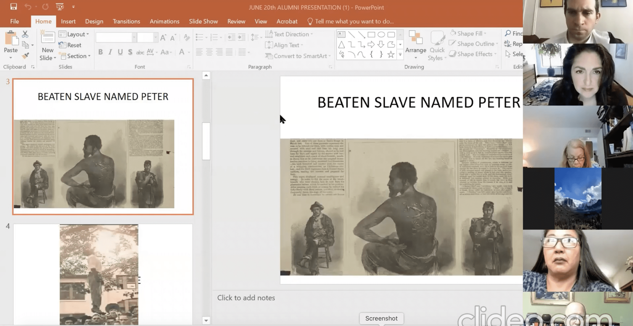 Screen shot of presentation