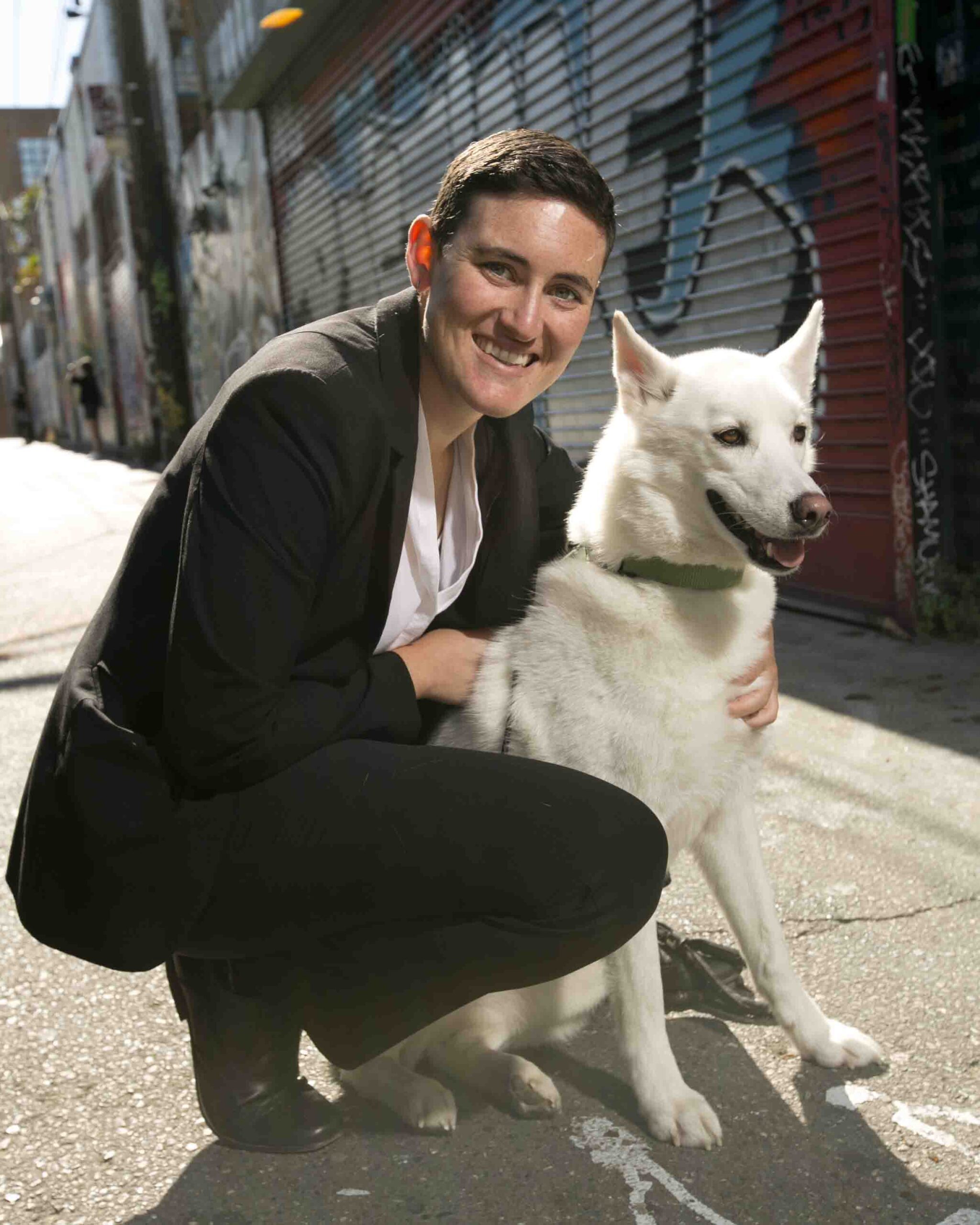 A law student with their dog