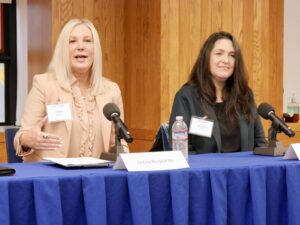 Debra and Rachel in a panel talk