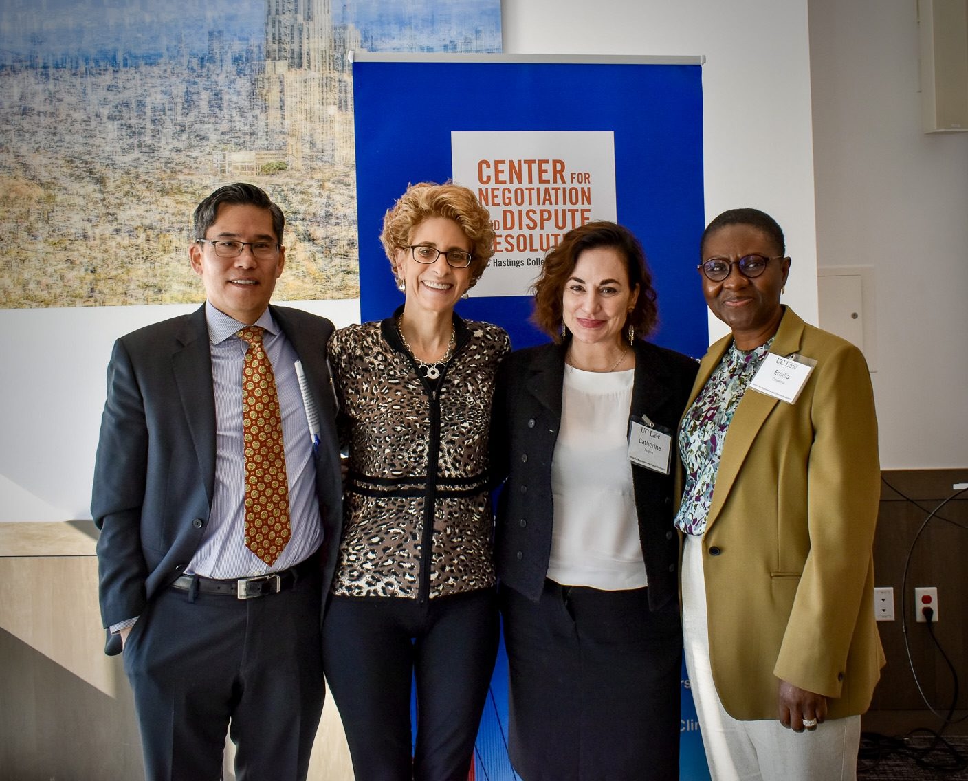 CNDR Director Hiro Aragaki, Ohio State University Law Professor Sarah Rudolph Cole, Bocconi University Law Professor Catherine Rogers, and SOAS University of London Law Professor Emilia Onyema (left to right)