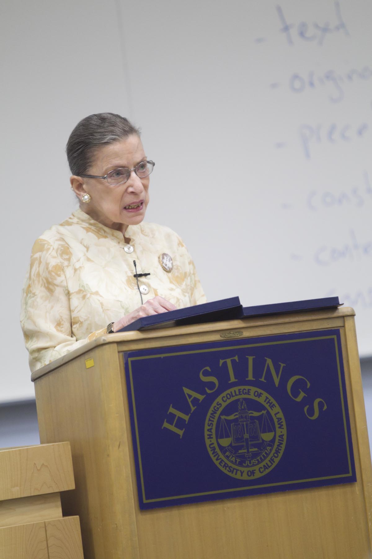 Supreme Court Associate Justice Ruth Bader Ginsburg speaks with students