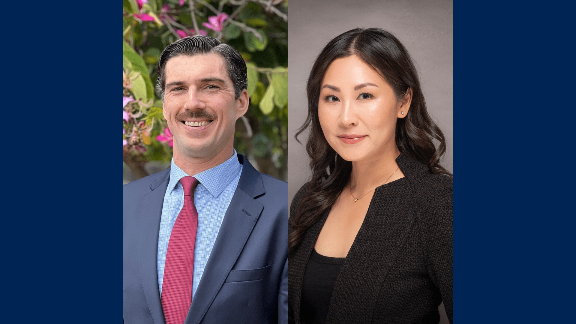 Headshots of Jeffrey El-Hajj and Eunice W. Lee.
