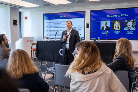 UC Law SF's Prof. Evan Epstein speaking at the VCBA event in May 2025