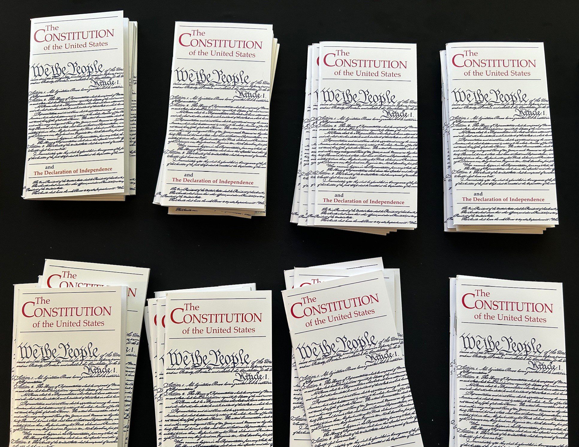 mini constitutions on a table