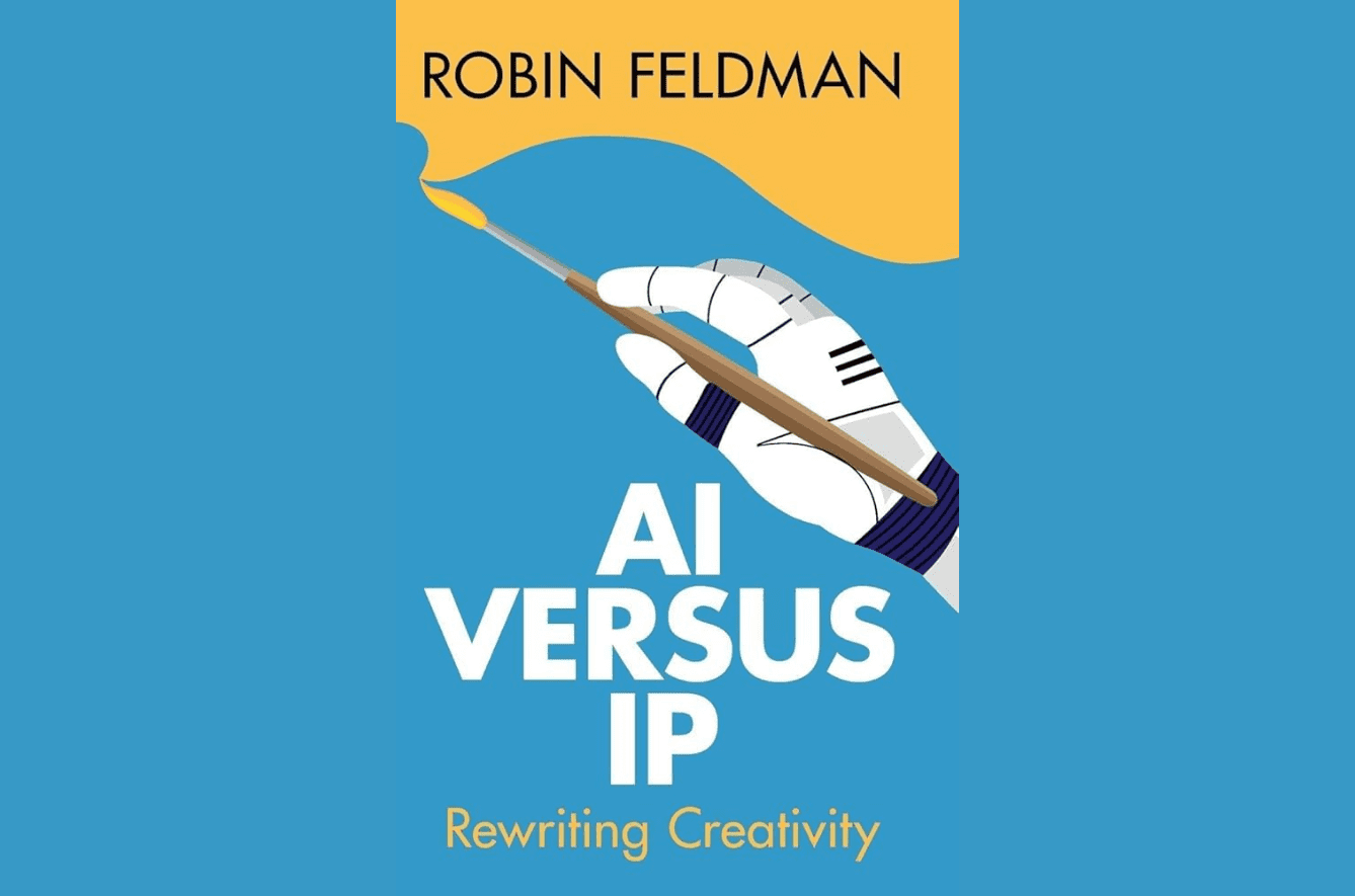 AI Versus IP book cover featuring a robotic hand holding a paintbrush