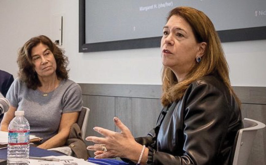 Two people engaging in conversation