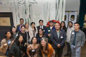 This photo shows UC Law SF graduates and staff celebrating the launch of the new AAPI Alumni Affinity Group.
