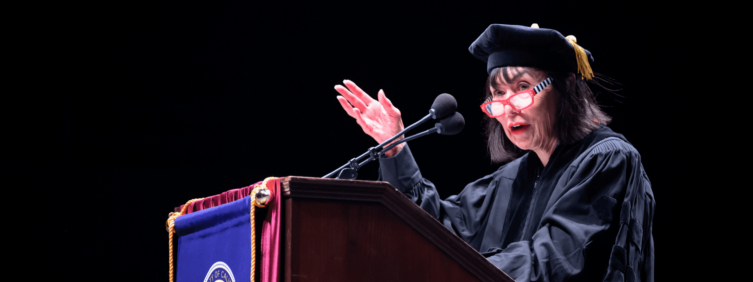 Karen Korematsu speaking at UC Law SF's 145th commencement