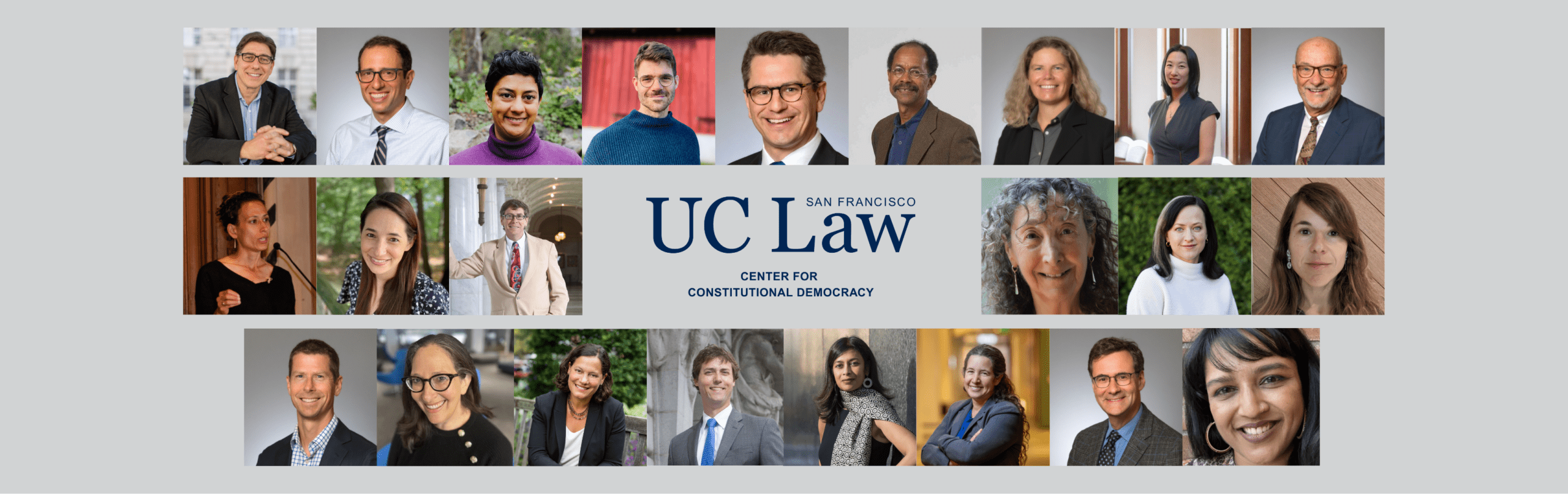A composite of headshots with the Center for Constitutional Democracy logo