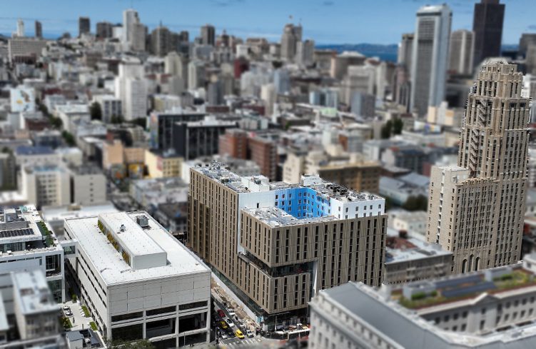 An aerial view of UC Law SF's Academic Village