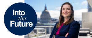 Julia Jordan with the Into the Future logo