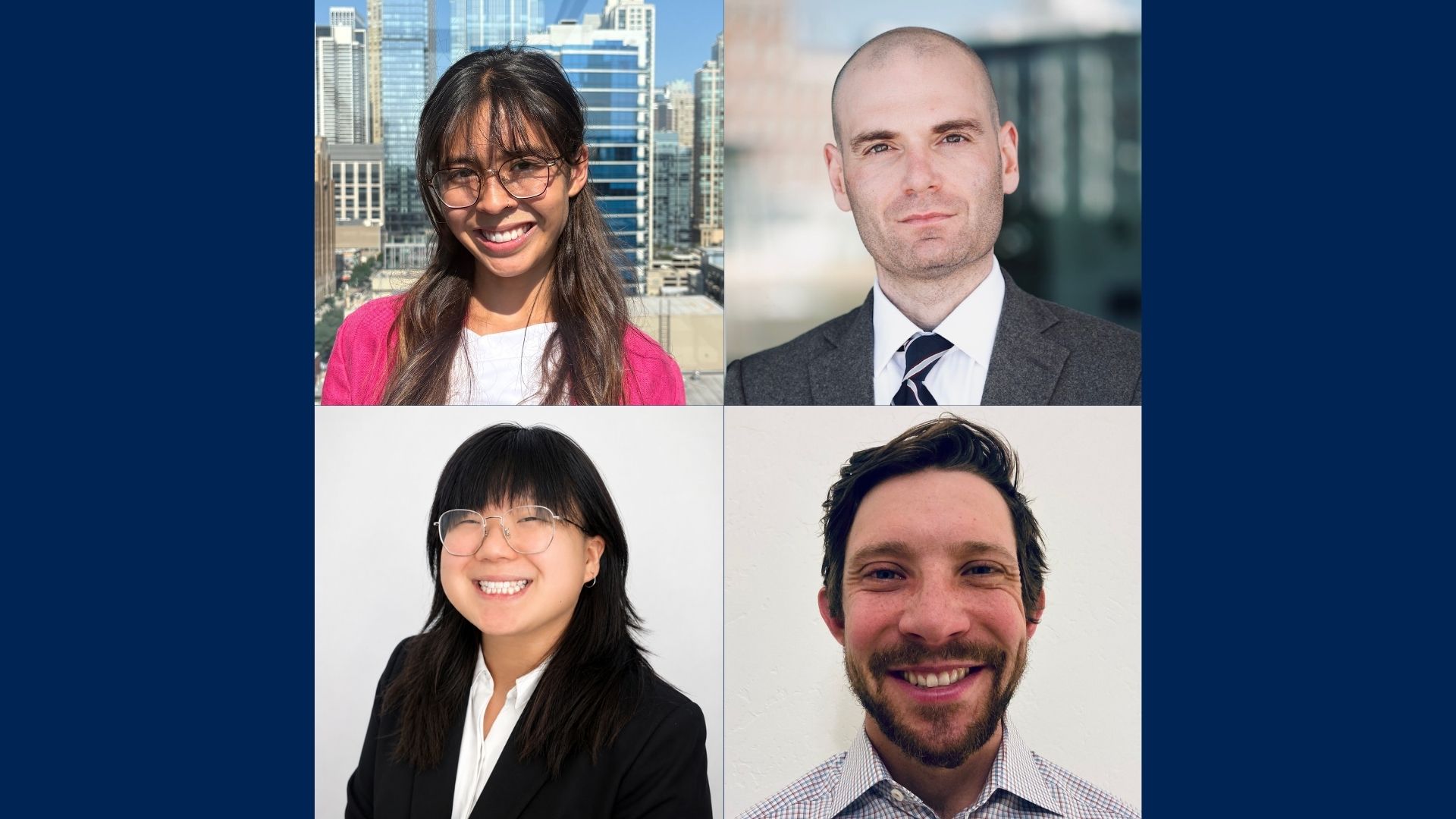A composite photo of four law students who served as interns at public-interest legal offices in summer 2026 through a UC Law SF grant program.