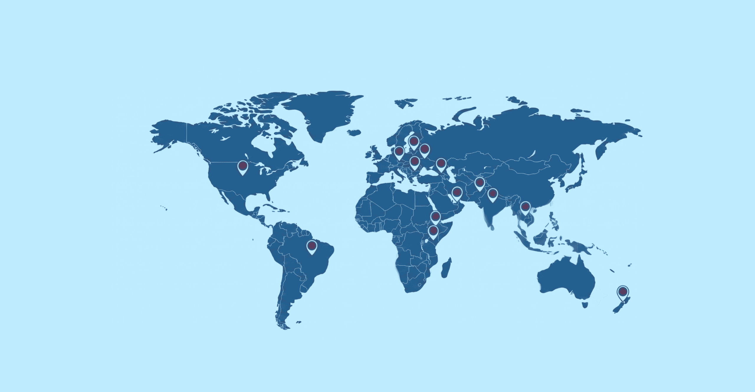 A map of the world with pinpoints
