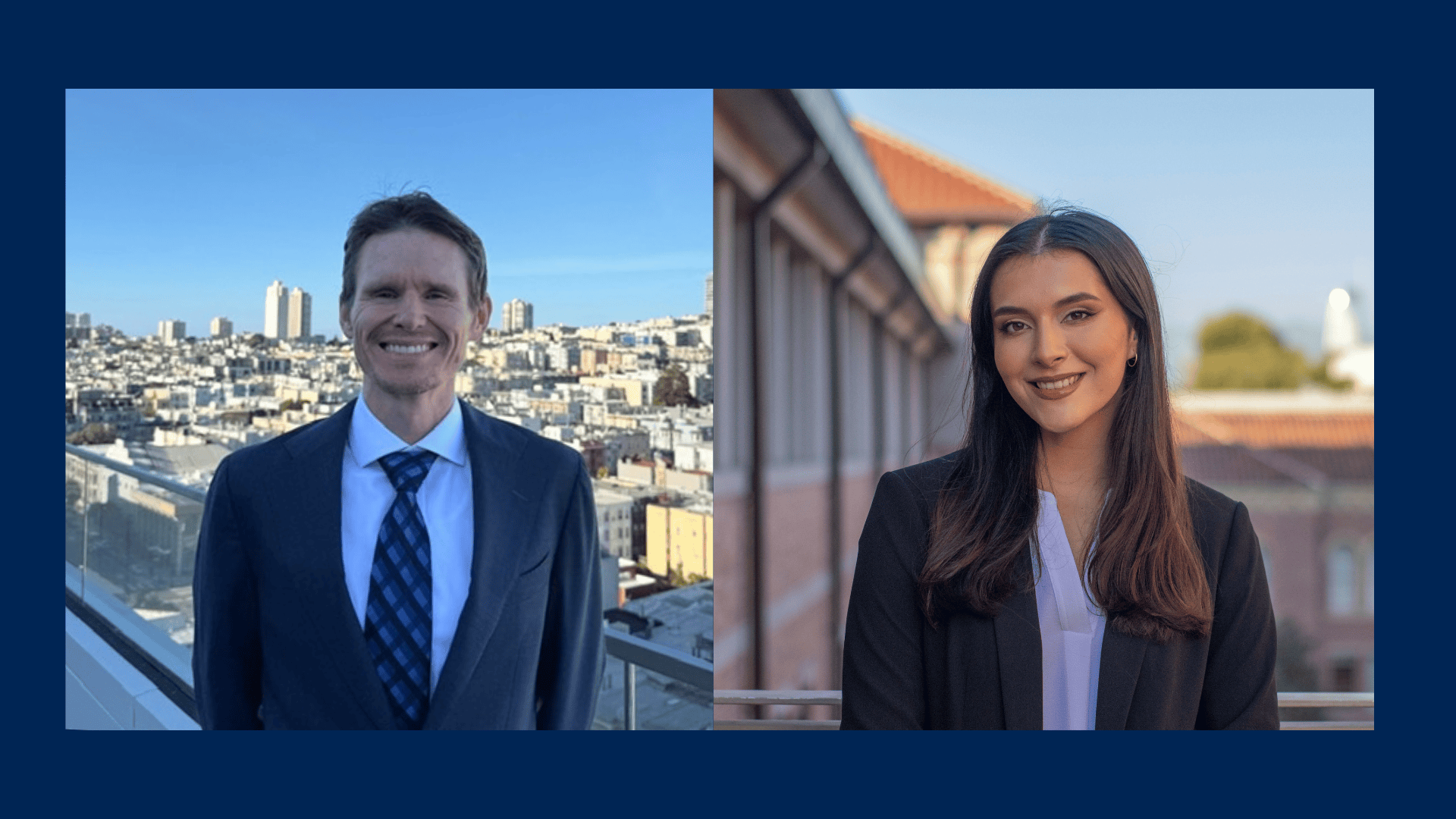 A composite photo of two law students who served as summer fellows providing legal aid to Indigenous and rural communities in Northern California.