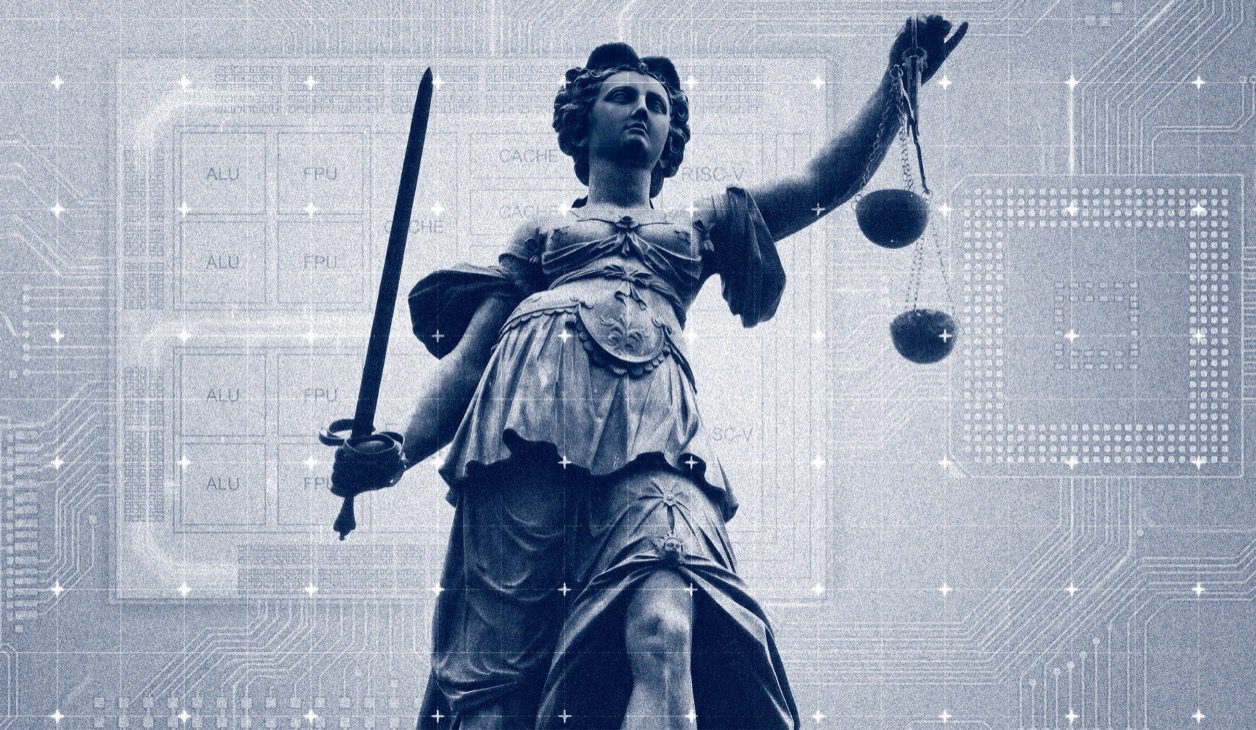 An artistic rendering of Lady Justice
